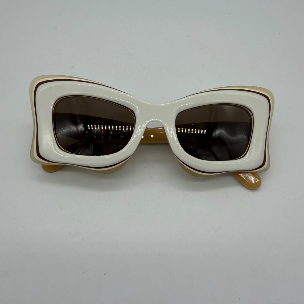 Loewe LW40140U Multilayer Butterfly Sunglasses White Tan Brown Designer Eyewear